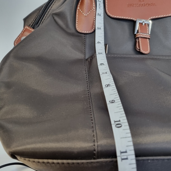 Hexagona Hand Bag Tote Leather Handles Amd Accents Silver Tone Hardwear - Picture 8 of 10